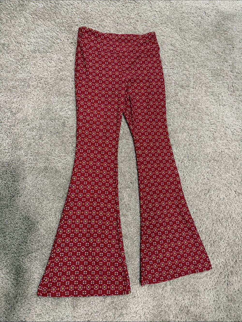 No Boundaries Red/Rust Floral Knit Pants